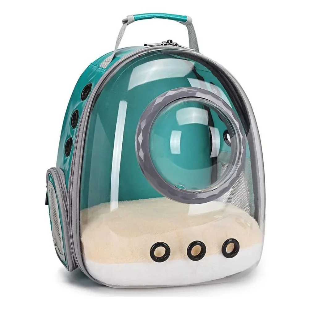 Space Capsule Bubble Cat Backpack Carrier Waterproof Green Pet Backpack